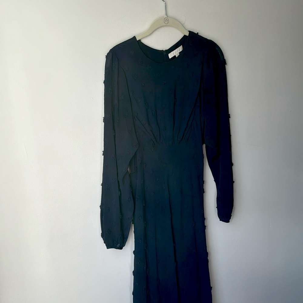 Anthropologie Navy Blue Polka Dot Midi Dress